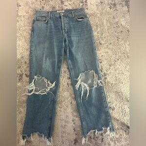 We The Free Ripped Blue Straight Leg Jeans